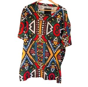 Reason Multicolor Tribal Print T-shirt 3XL Bold Print Streetwear Casual